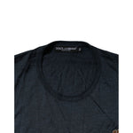Dolce & Gabbana Dark Blue Silk Logo Patch Crew Neck T-shirt TSH90543-54