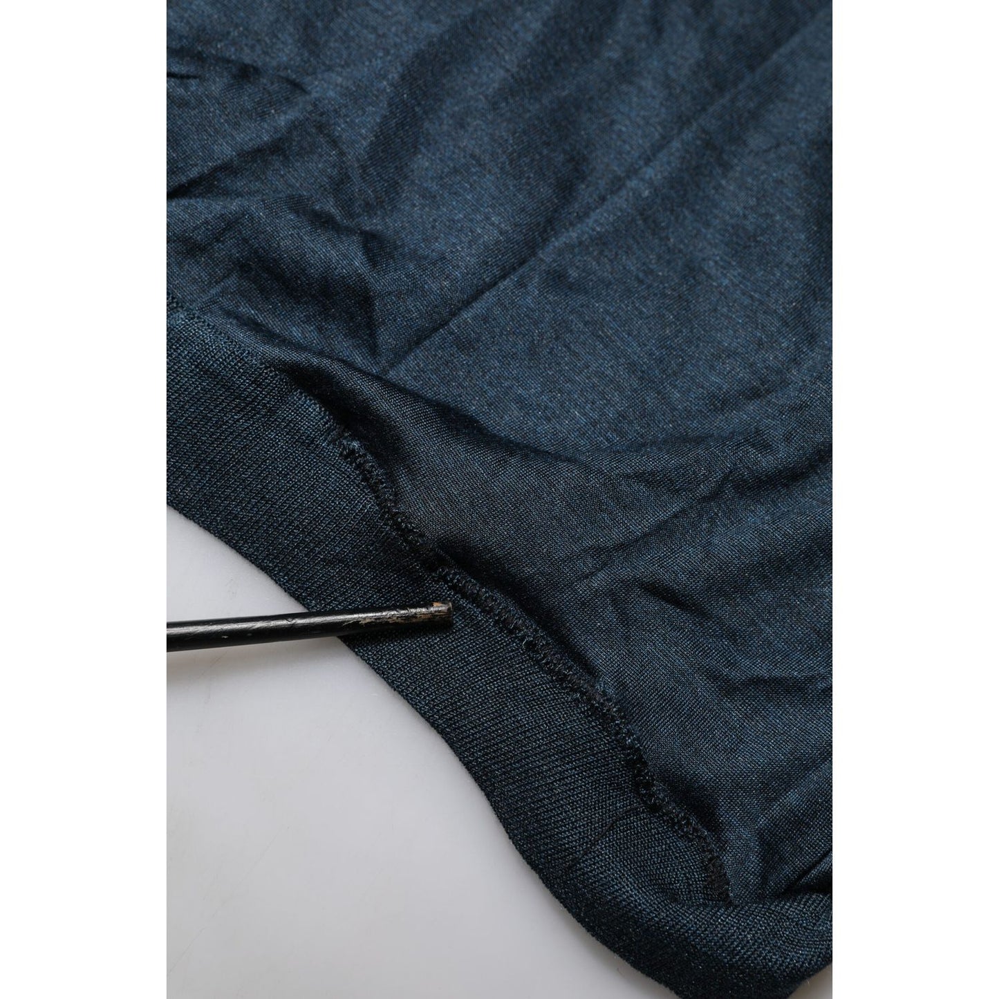 Dolce & Gabbana Dark Blue Silk Logo Patch Crew Neck T-shirt TSH90543-54