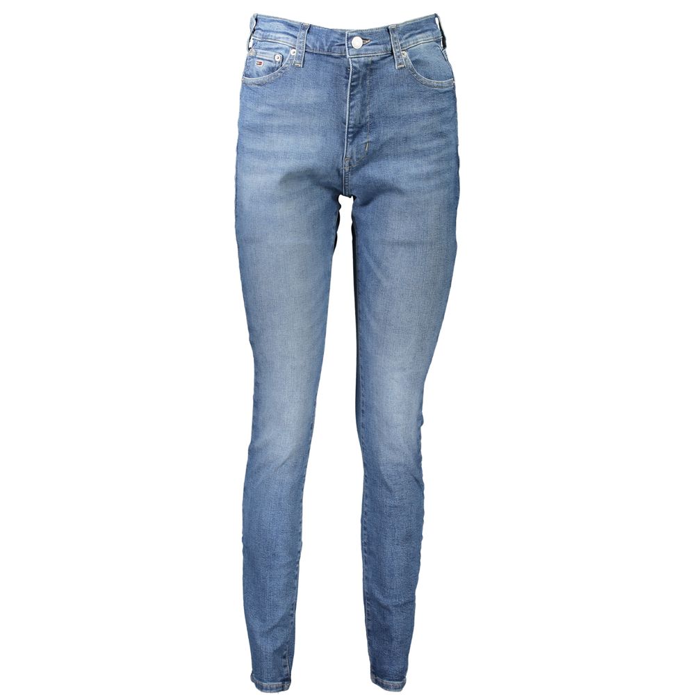 Tommy Hilfiger Blue Cotton Women's Skinny Jean with washed effect and Tommy logo detail, perfect for trendsetters.