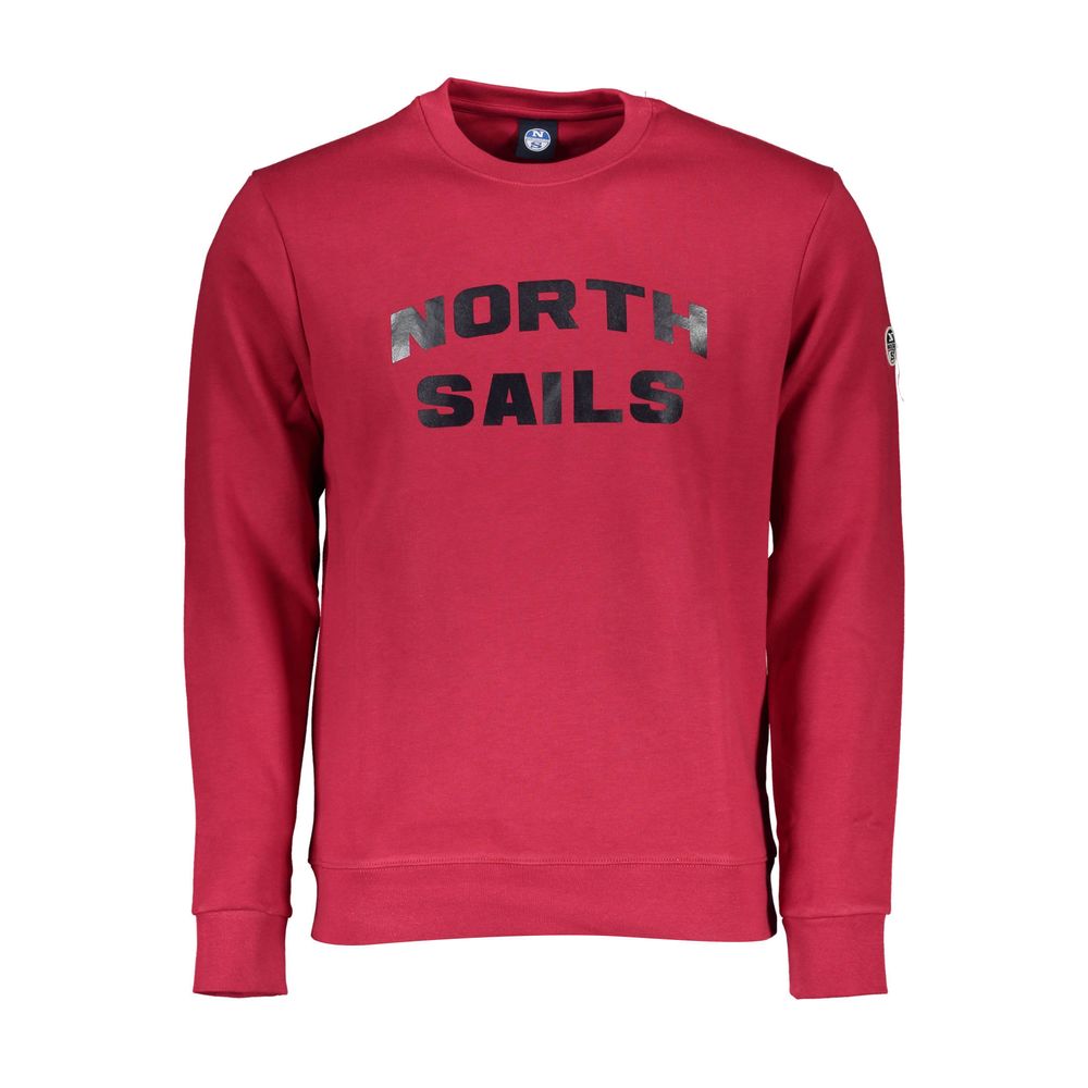 North Sails Red Cotton Men Sweater with logo and long sleeves, stylish crew neck sweatshirt for casual wear