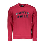 North Sails Red Cotton Men Sweater with logo and long sleeves, stylish crew neck sweatshirt for casual wear