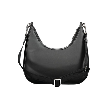 Tommy Hilfiger Black Polyester Handbag with adjustable strap, internal pocket, and zip closure.