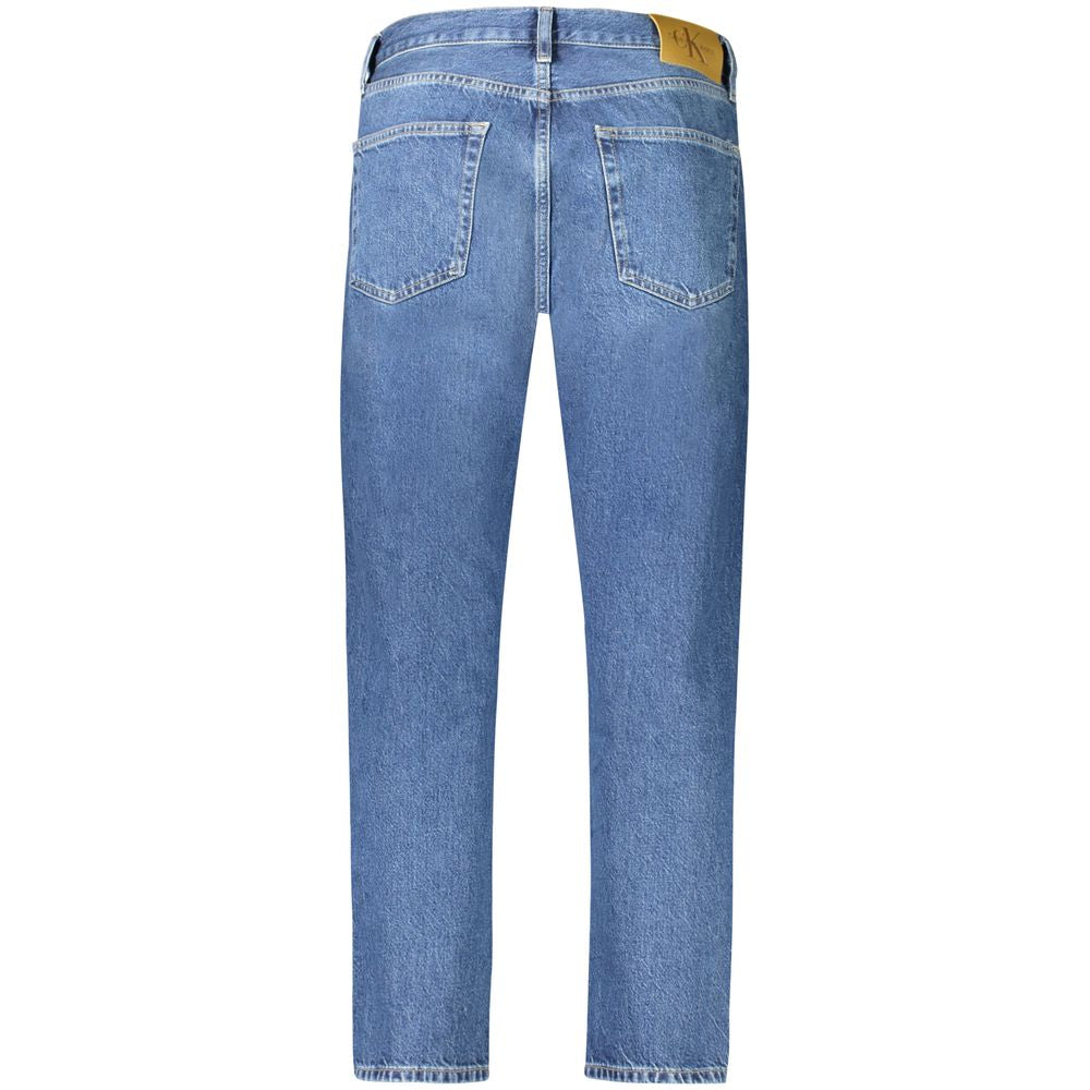 Rear view of Calvin Klein Blue Cotton Men Jeans with classic five-pocket design.