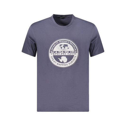 Napapijri Blue Cotton Men T-Shirt with eco-friendly design and bold logo, perfect for casual style enthusiasts.