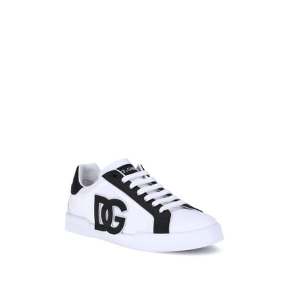 Dolce & Gabbana Black Calf Leather Bos Taurus Low Top Sneakers