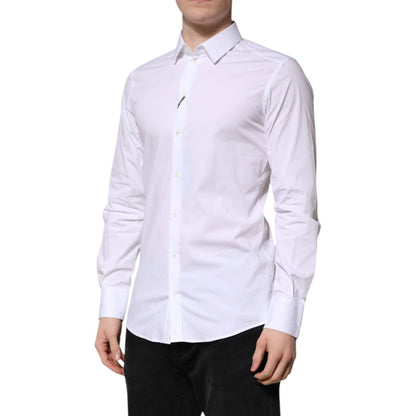 Dolce & Gabbana White Cotton GOLD Long Sleeves Formal Shirt
