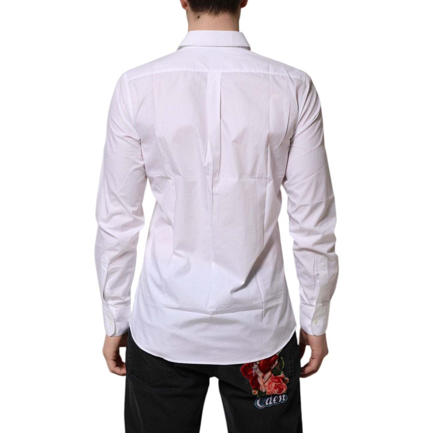 Dolce & Gabbana White Cotton Long Sleeves Dress Formal Shirt