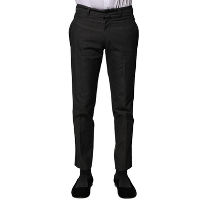 Dolce & Gabbana Gray Cotton Patterned Formal Pants