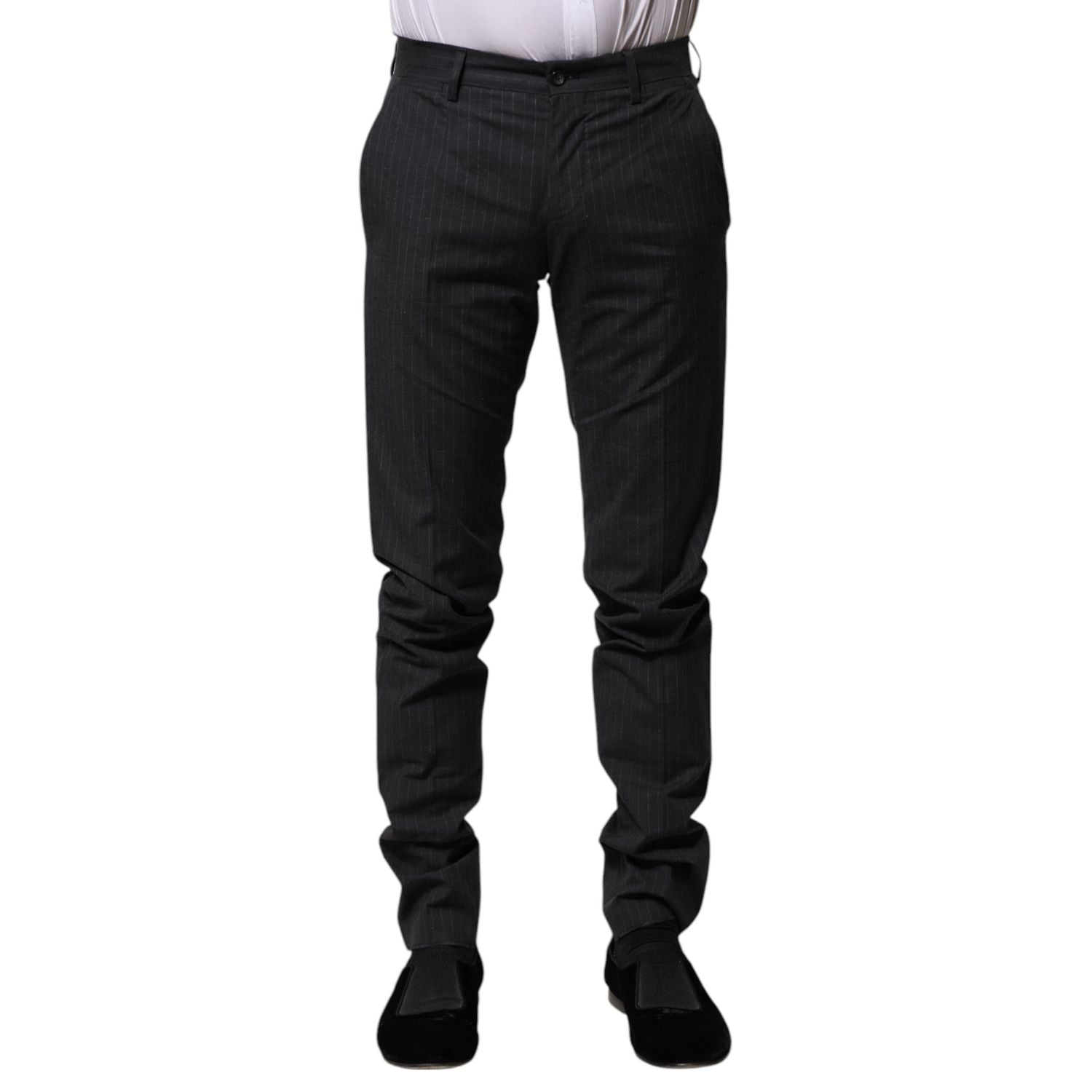 Dolce & Gabbana Gray Striped Cotton Formal Pants