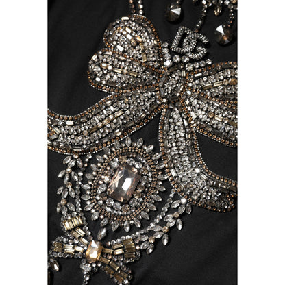 Dolce & Gabbana Black Cotton Rhinestone Embellished Tank Top