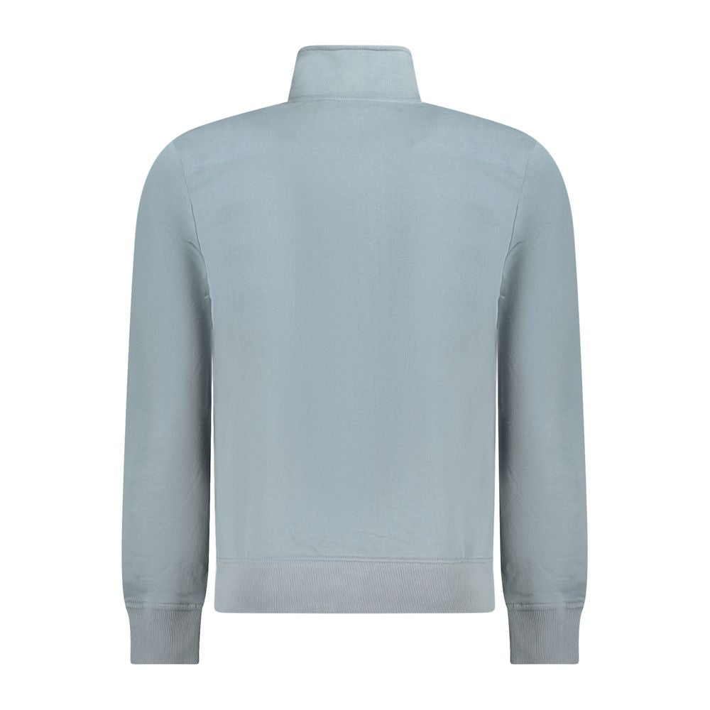 Back view of Napapijri Gray Cotton Men Sweater with high collar detail.