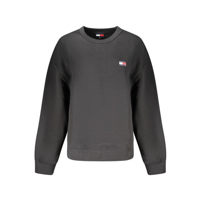 Tommy Hilfiger Black Cotton Women Sweater - Long sleeve crew neck with iconic logo embroidery; stylish and eco-conscious fashion.