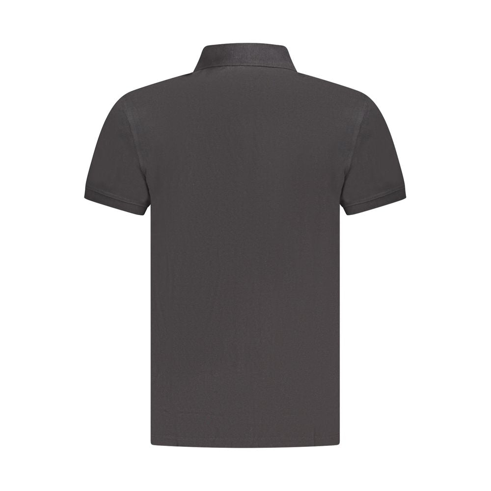 Back view of Timberland Black Cotton Men Polo Shirt, featuring organic cotton and signature logo embroidery.