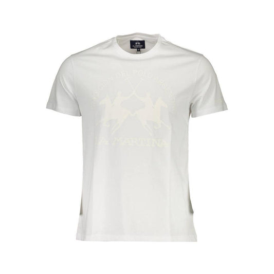La Martina White Cotton Men T-Shirt LA-37593-M