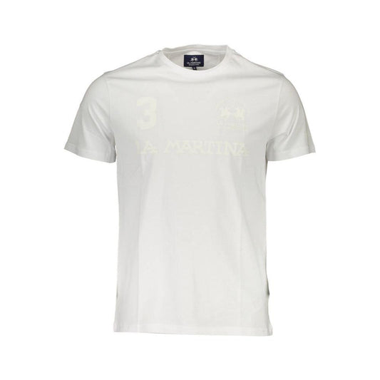 La Martina White Cotton Men T-Shirt LA-37562-S