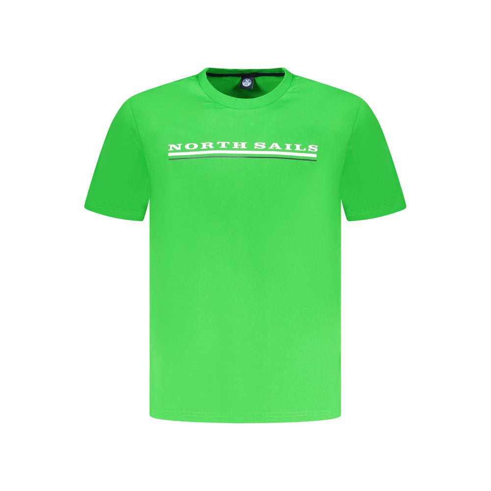 North Sails Green Cotton Men T-Shirt with logo and short sleeves.