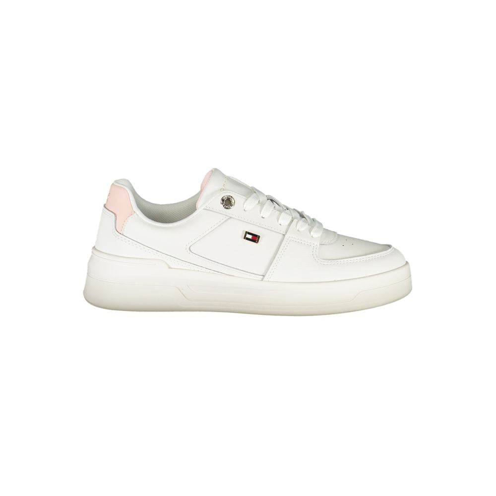 Tommy Hilfiger Elegant White Lace-Up Sneakers with Contrast Detail TO-28517-EU36/US6
