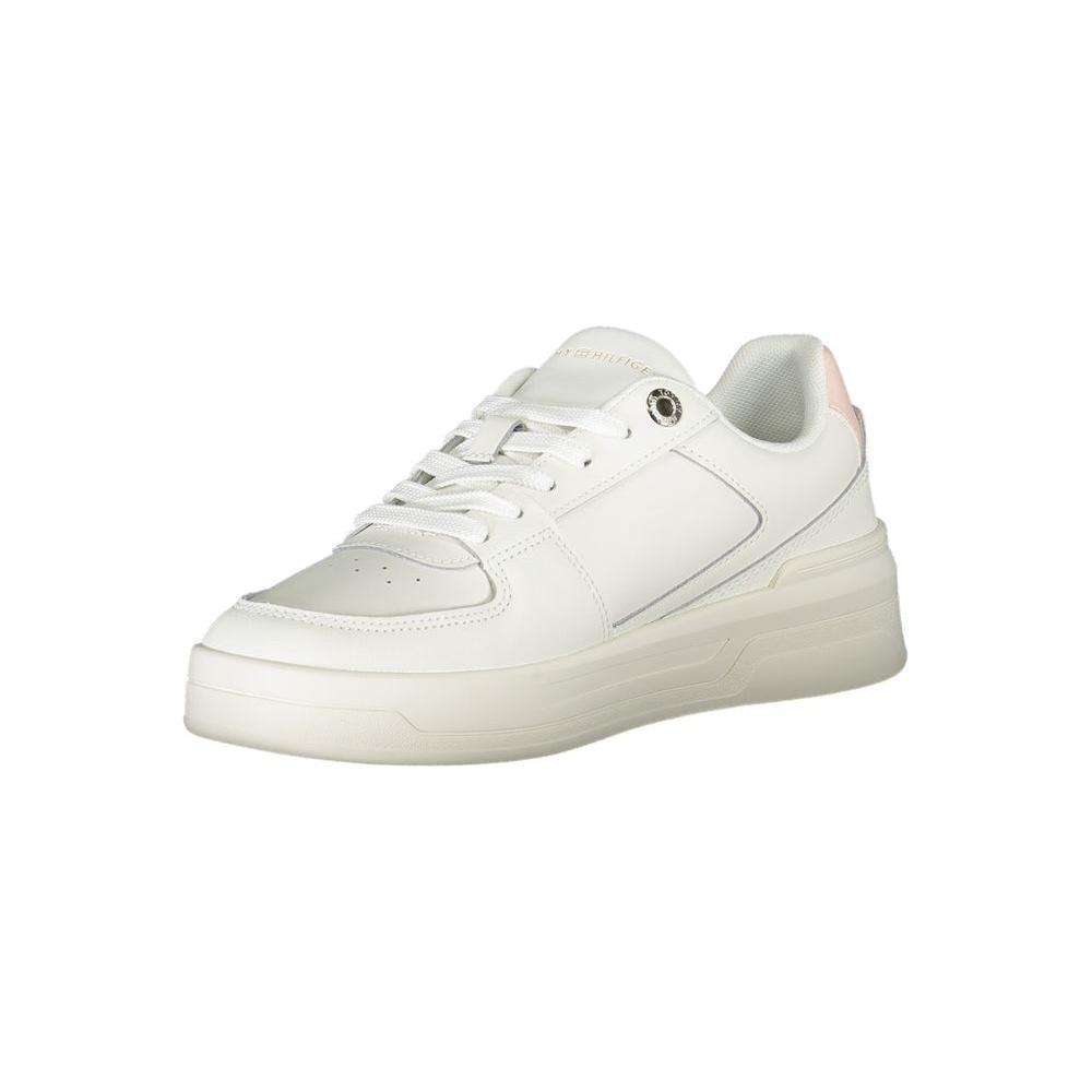 Tommy Hilfiger Elegant White Lace-Up Sneakers with Contrast Detail TO-28517-EU36/US6