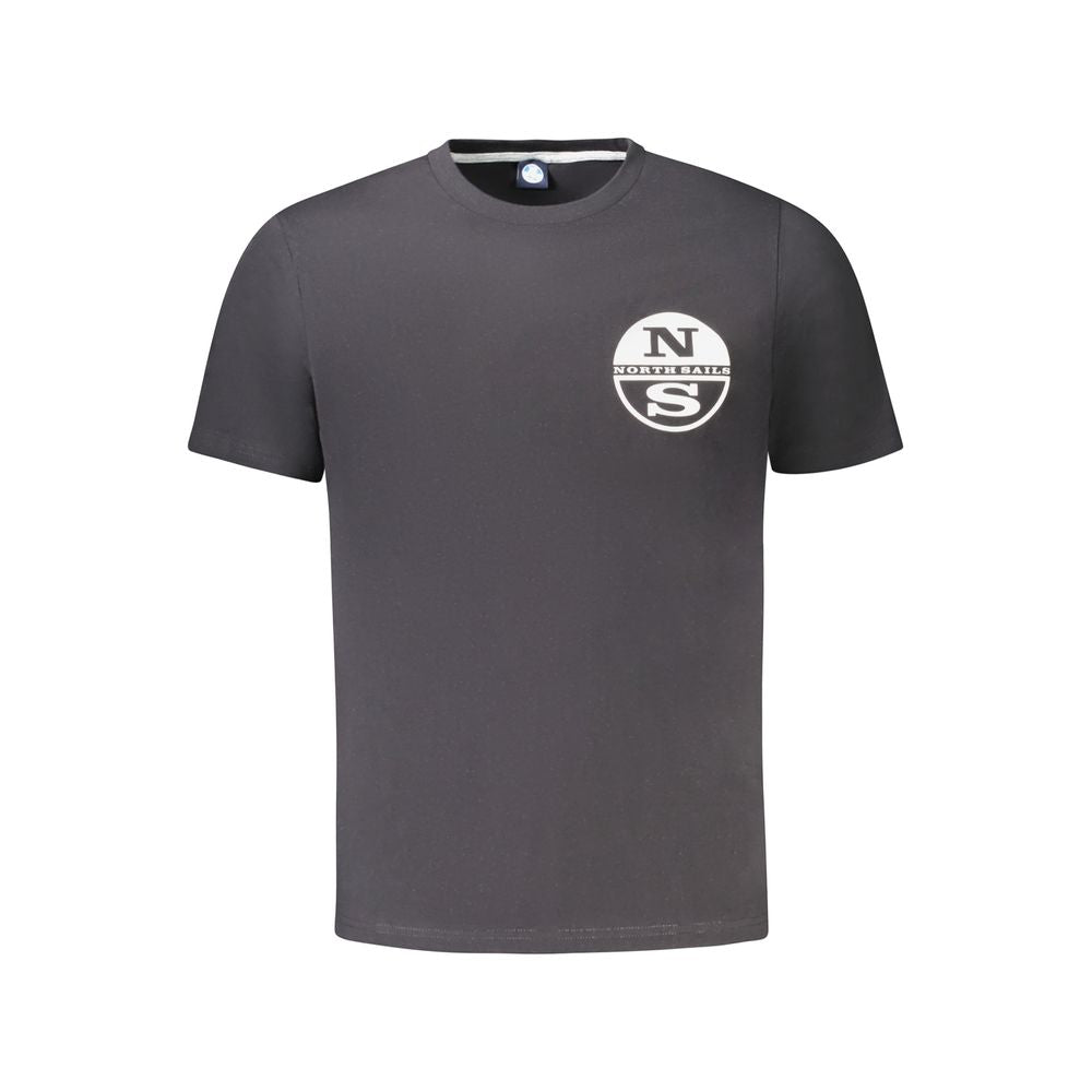 North Sails Black Cotton Men T-Shirt with logo and print on chest.