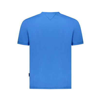 Napapijri Blue Cotton Men T-Shirt back view showcasing relaxed fit and premium organic cotton in vibrant blue.
