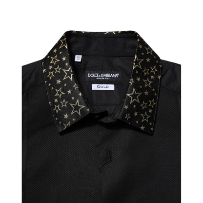 Dolce & Gabbana Black Cotton GOLD Long Sleeves Dress Shirt