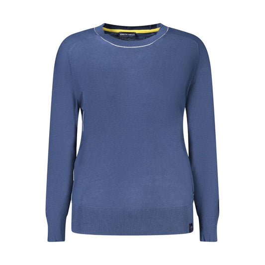 North Sails Blue Cotton Women Sweater, long-sleeved crew neck pullover with contrasting details and logo, luxurious cotton-viscose blend.