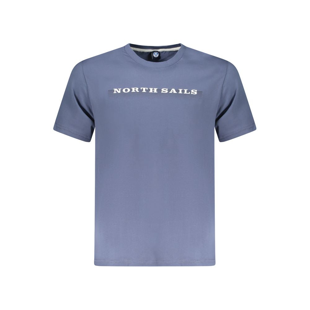 North Sails Blue Cotton Men T-Shirt with logo and crew neck design.