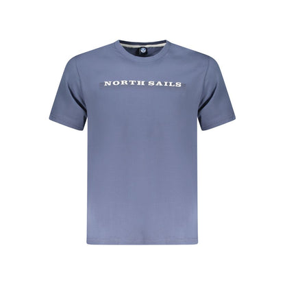 North Sails Blue Cotton Men T-Shirt with logo and crew neck design, crafted for style and comfort.