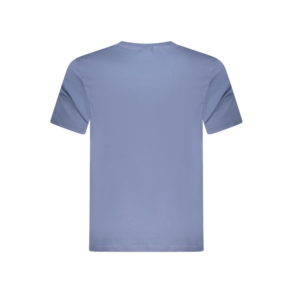 Back view of North Sails Blue Cotton Men T-Shirt, highlighting soft fabric and modern design for everyday style.