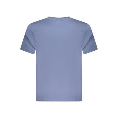Back view of North Sails Blue Cotton Men T-Shirt, highlighting soft fabric and modern design for everyday style.