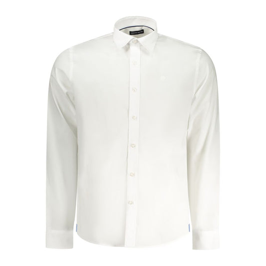 North Sails White Cotton Men Shirt with Italian collar and 1-button cuffs, perfect for elegant occasions.