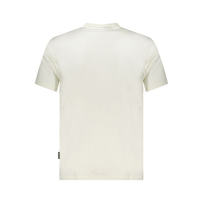 Back view of Napapijri White Cotton Men T-Shirt showcasing premium organic cotton fabric.