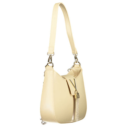 Mario Valentino Beige Polyethylene Women Handbag with removable shoulder handle and chain strap, chic and elegant accessory.