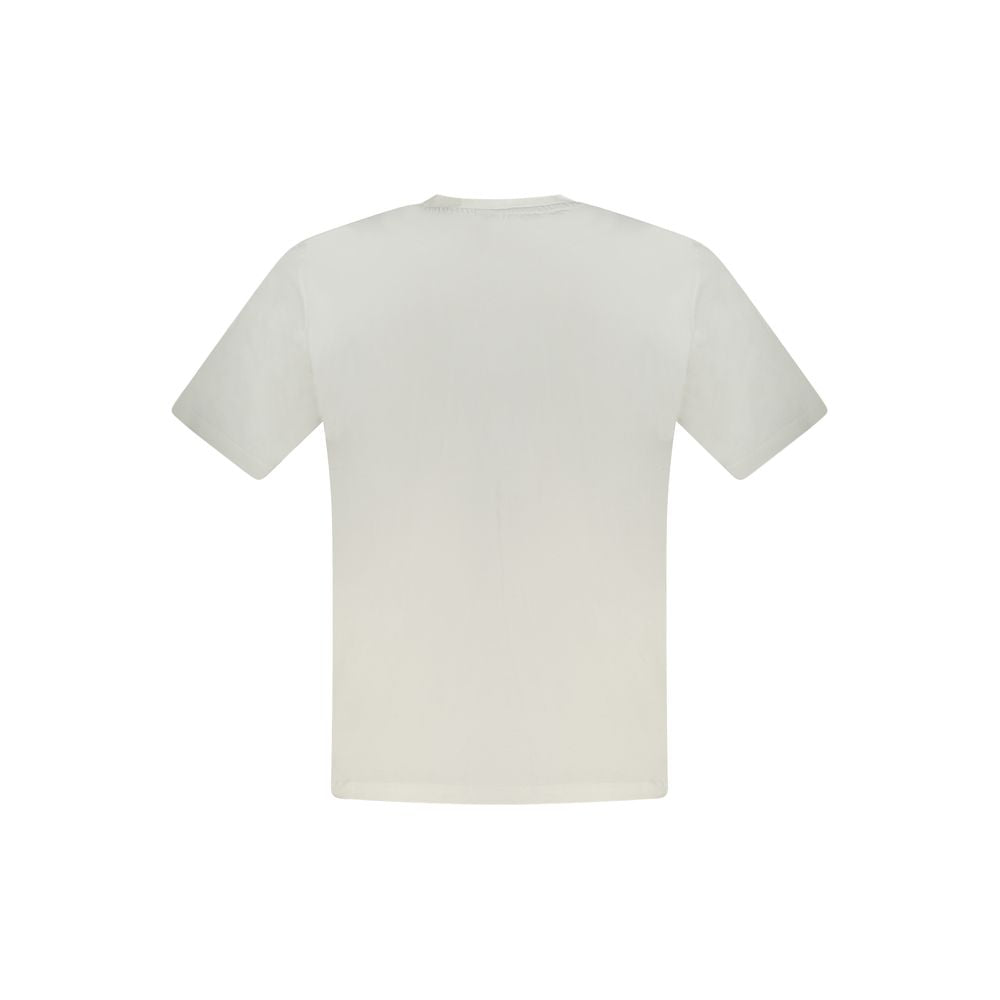 Back view of North Sails White Cotton Men T-Shirt showcasing plain design and soft cotton fabric.