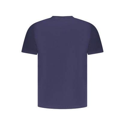 Back view of North Sails Blue Cotton Men T-Shirt showcasing solid blue color and short sleeves.