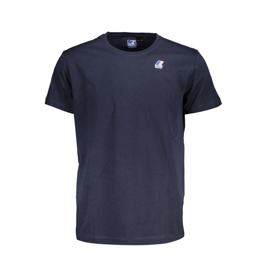 K-WAY Blue Cotton T-Shirt featuring a short sleeve design, crew neck, and printed logo.