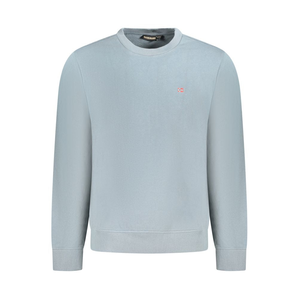 Napapijri Gray Cotton Men Sweater - long sleeve crew neck with subtle embroidery, perfect for casual luxury style.