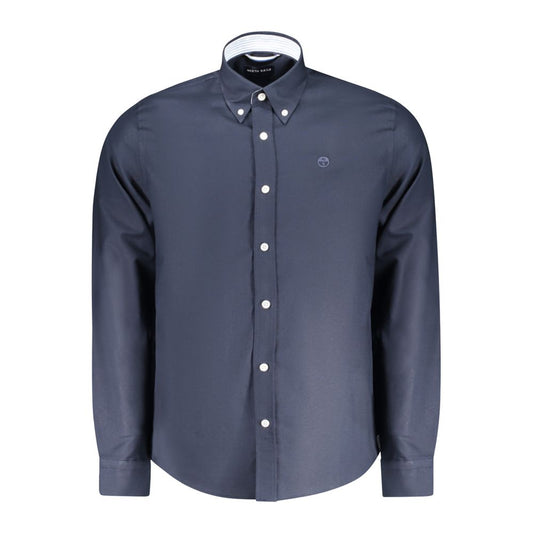 North Sails Blue Cotton Men Shirt with button-down collar and logo embroidery