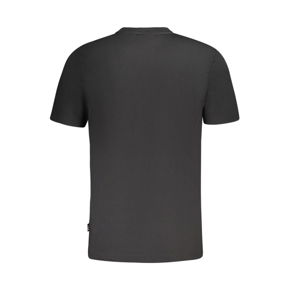 Fila Black Cotton Men T-Shirt with graphic print, rear view showcasing sleek design and premium material quality.