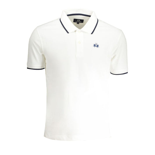 La Martina White Cotton Men Polo Shirt LA-38073-M