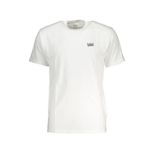 Vans White Cotton Men T-Shirt featuring iconic logo, crafted for casual sophistication in pure cotton, showcasing skateboard-chic style.