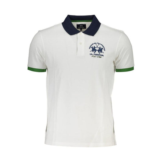 La Martina White Cotton Men Polo Shirt LA-36966-M