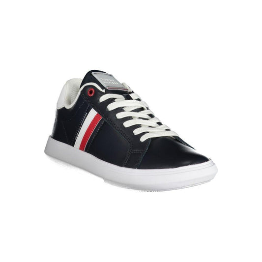 Tommy Hilfiger Sleek Blue Lace-Up Sneakers with Contrast Details TO-27121-EU40/US7