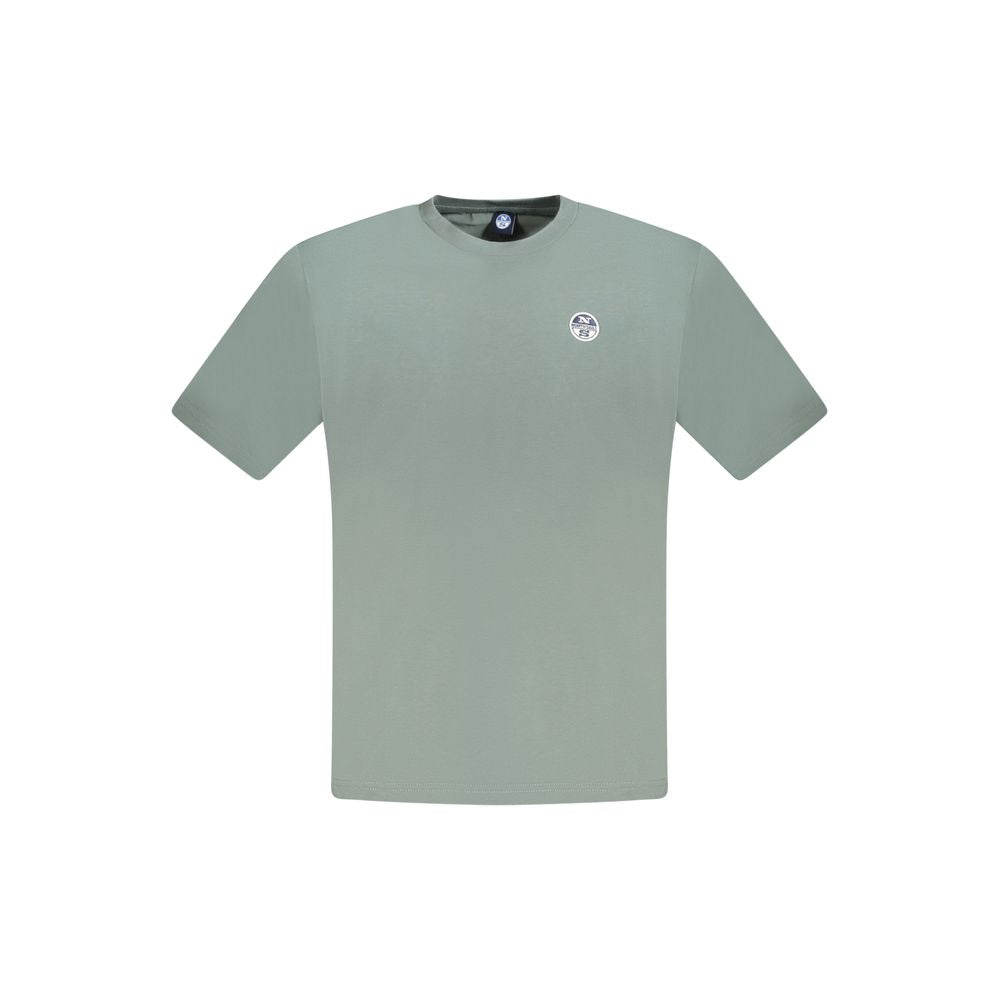 North Sails Green Cotton Men T-Shirt with logo, short sleeves and crew neck, perfect for a stylish and comfortable casual look.