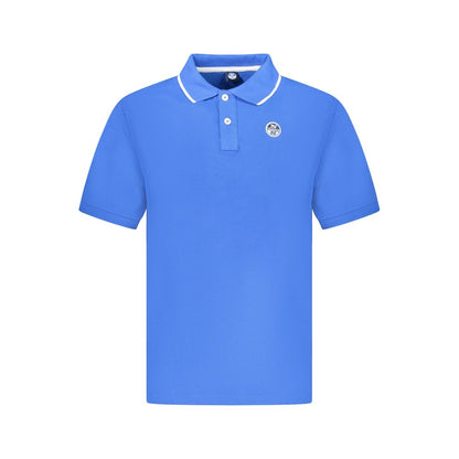 North Sails Blue Cotton Men Polo Shirt with short sleeves and contrasting details