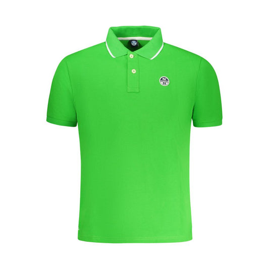 North Sails Green Cotton Men Polo Shirt with logo and contrasting collar, short sleeves, premium quality casual wear
