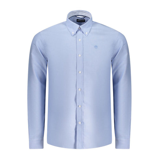 North Sails Light Blue Cotton Men Shirt with button-down collar and subtle cuffs