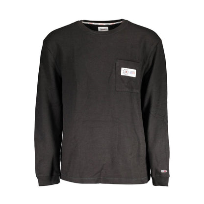 Tommy Hilfiger Black Cotton Men Sweater with crew neck and embroidered logo