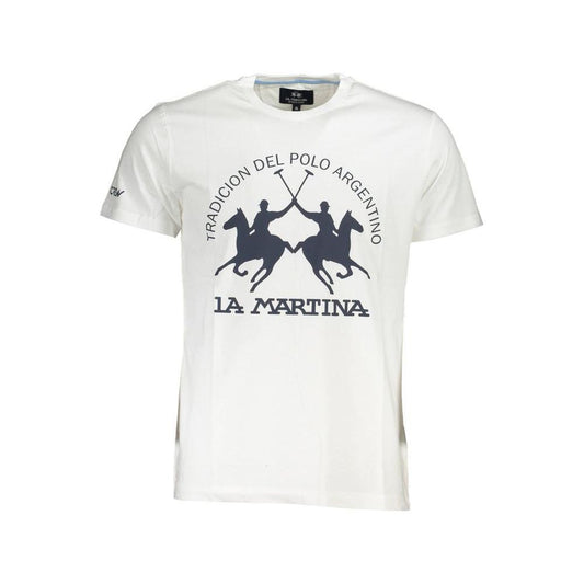 La Martina White Cotton Men T-Shirt LA-37732-M
