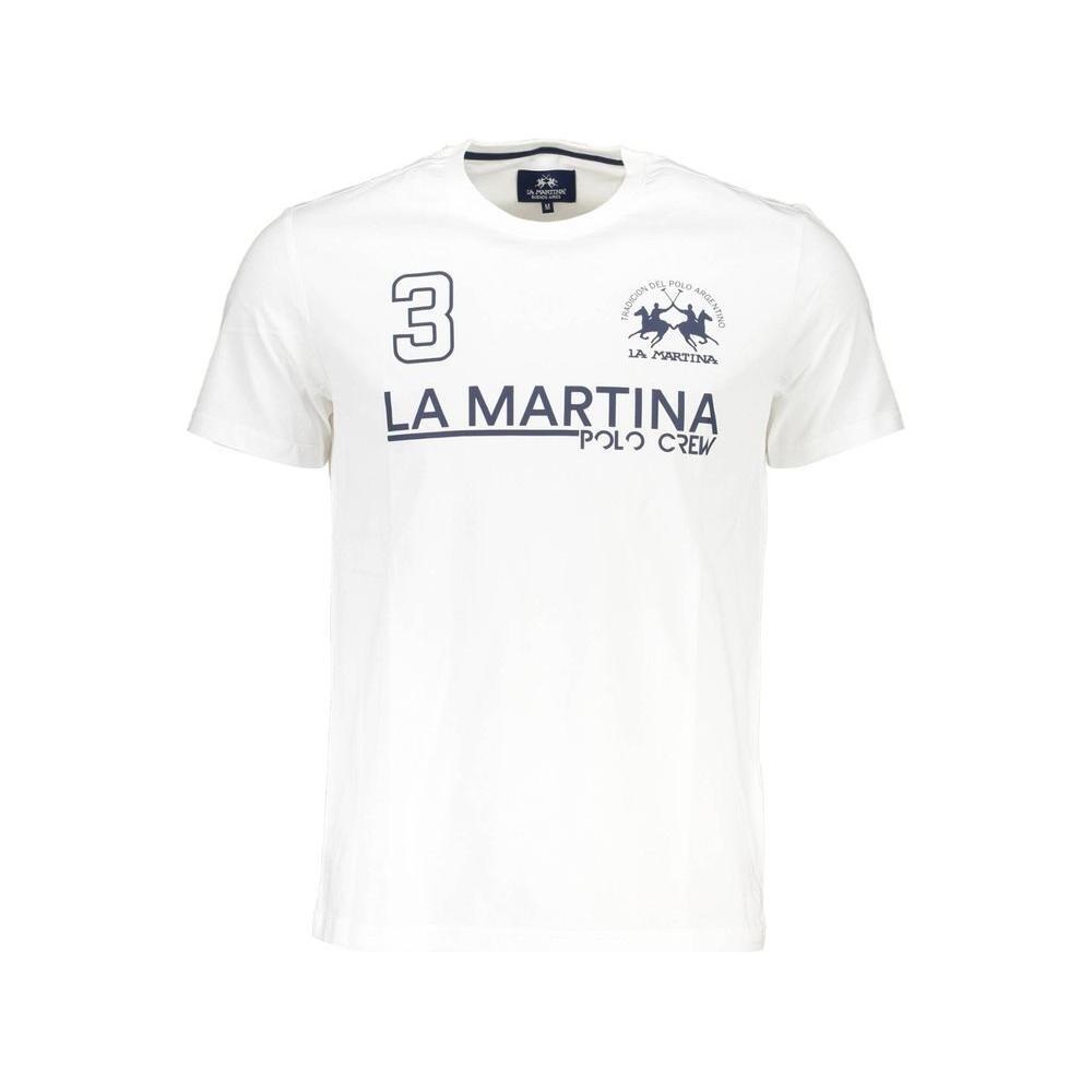 La Martina White Cotton Men T-Shirt LA-37747-M